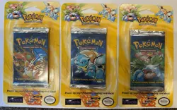 1999 SEALED Pokemon Base Set Booster Blister packs - Art Set x3 (HEAVY) - Image 1