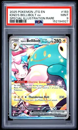 PSA 9 Iono's Bellibolt ex 183/159 Pokemon Sv09 Journey Together SIR 2025 MINT - Image 1