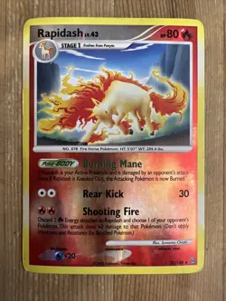 Pokemon Rapidash 22/100 D&P Stormfront Reverse Holo Rare DAMAGED - Image 1