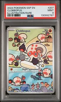 2024 POKEMON SSP EN-SURGING SPARKS ILLUSTRATION RARE #207 CLOBBOPUS PSA 9 Mint - Image 1