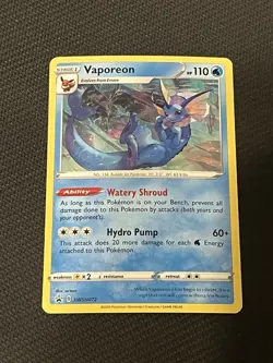 Pokemon TCG SWSH072 Vaporeon Sword & Shield Black Star Promo - NM - Image 1
