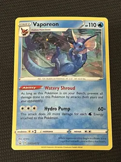 Pokemon TCG SWSH072 Vaporeon Sword & Shield Black Star Promo - NM - Image 5