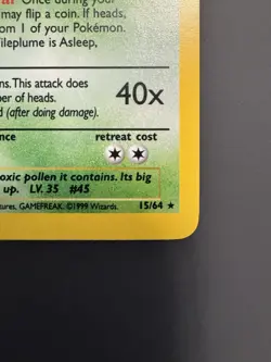Vileplume | Rare | 15/64 | Jungle | Holo | LP | Vintage 1999 | WOTC Pokemon - Image 4