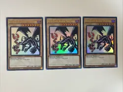 Yugioh Red-Eyes Black Dragon x 3 - 1st Edition Ultra Rare Stamped LP Free Holo B - Image 1