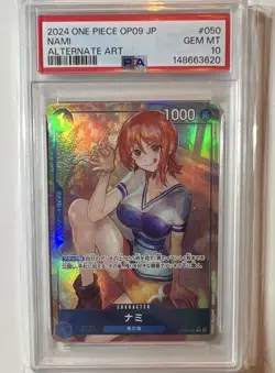 Bandai One Piece Card Game 2024 OP09 Nami 050 Japanese Holo Alt Art PSA 10 - Image 2