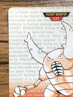 Pokemon Carddass Card Pinsir No. 127 Bandai Pocket Monsters Red ver. 1996 - Image 3