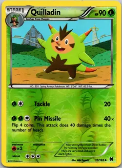 POKEMON QUILLADIN 10/162 UNCOMMON REVERSE HOLO BREAKTHROUGH NM/M - Image 1