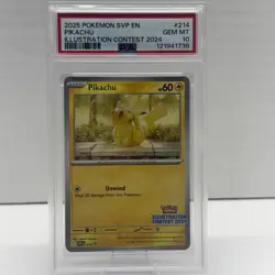 Pokemon 2025 Pikachu 214 Promo Illustration Contest 2024 GEM MINT PSA 10 - Image 1