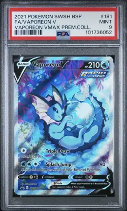 2021 POKEMON SWSH BSP FA/VAPOREON V VAPOREON VMAX PREM. COLL. #181 PSA 9 - Image 1