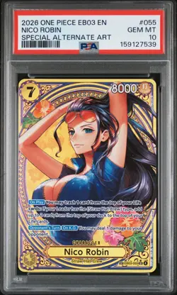 2026 One Piece EB03-055 EN Nico Robin Special Alternate Art PSA 10 GEM MINT - Image 1