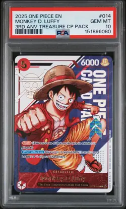 2025 One Piece EN Monkey D Luffy 3rd Anniversary Treasure CP 014 PSA 10 GEM MINT - Image 1
