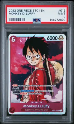 PSA 9 2022 One Piece Starter Deck St01-Straw Hat Crew #012 Monkey D. Luffy MINT - Image 1