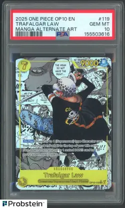 2025 One Piece OP10 EN Manga Alternate Art #119 Trafalgar Law PSA 10 GEM MINT - Image 1