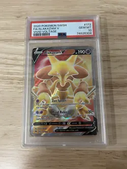 PSA 10 GEM MINT Alakazam V 172/185 Vivid Voltage Full Art Pokemon Card - Image 1