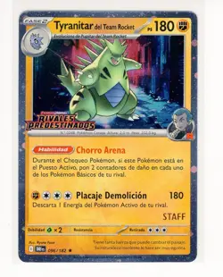 ~ESP~ SPANISH STAFF Tyranitar del Team Rocket 096/182 Pokemon Card (z1) - Image 1