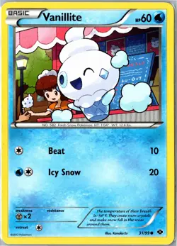 Pokemon Card - Vanillite 31/99 Next Destinies 2012 Common Moderately Played - Image 1