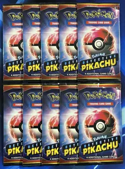 Pokemon TCG Detective Pikachu 4 Card Booster Pack Sealed Lot X10 Promo Nm M - Image 1