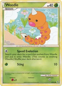 Pokemon Card HS Unleashed Single Card Common Weedle 69/95 - Image 1