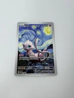Pokemon Mew Starry Night Van Gogh Beautiful Moon ACG Star Fan Art Custom Card NM - Image 1