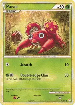 Pokemon HeartGold SoulSilver Card 76/123 Paras - Image 1
