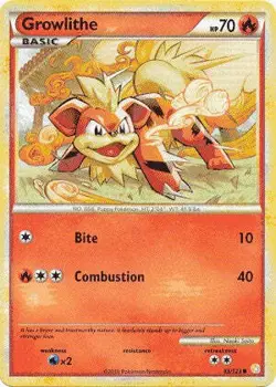 Pokemon HeartGold SoulSilver Card 65/123 Growlithe - Image 1