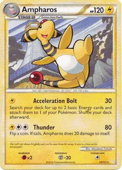 Pokemon HeartGold SoulSilver Card 14/123 Ampharos - Image 1