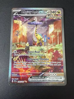 Pokemon TCG Raging Bolt EX Scarlet & Violet Temporal Forces Holo Card 208/162 NM - Image 1