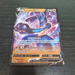 Pokemon TCG Lucario v Champions Path Holo Ultra Rare Card 027/073 - Image 1