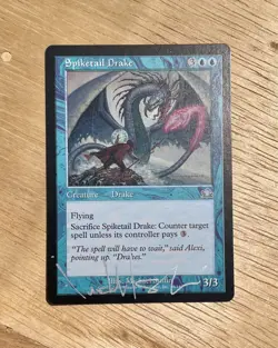 VTG MTG Magic The Gathering Spiketail Drake Creature Drake Prophecy Illus. Sign - Image 1