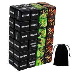 48 Pieces Abilities Keywords MTG Dice Counters Plus One Life Counter Red&green - Image 1