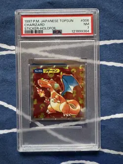 PSA 7 Charizard Pokemon Amada Hyper Sticker Vintage Nintendo Bandai Japan 1997 - Image 1