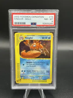 2002 POKEMON EXPEDITION #15 KINGLER-HOLO PSA 8 - Image 1