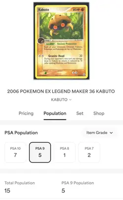 2006 PSA 9 Kabuto Legend Maker 36/92 Pokemon Card Low population - Image 4