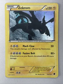 Pokemon TCG Zekrom 39/116 Plasma Freeze Holo Rare Basic Dragon Card 130 HP - Image 1