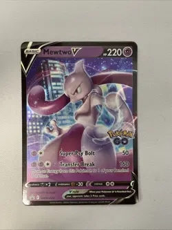 Pokemon TCG Mewtwo V Full Art Promo SWSH223 Pokemon GO Holo Card - Image 1