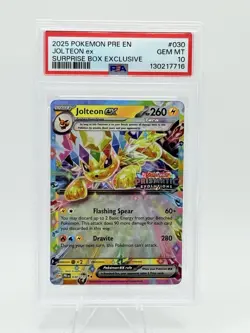 2025 Pokemon Jolteon Prismatic Evolutions 030/141 Stamp Surprise Box Ex. PSA 10 - Image 1
