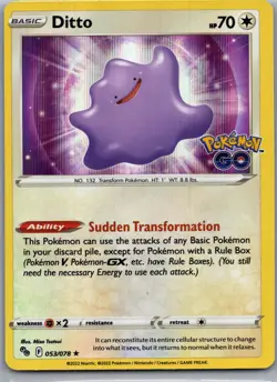 Ditto 053/078 Holo Rare Pokemon GO Pokemon Near Mint - Image 1