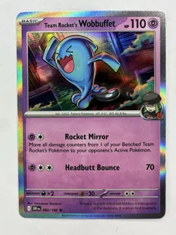Team Rocket's Wobbuffet #082/182 Destined Rivals Reverse Holo Rare NM/M - Image 1