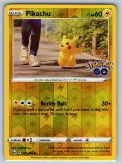 Pikachu 027/078 Common Pokemon GO Pokemon Reverse Holo Near Mint - Image 1
