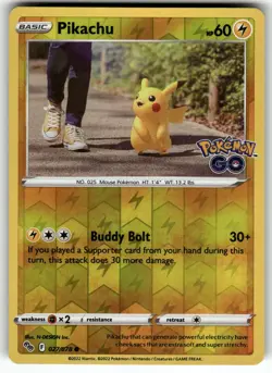 Pikachu 027/078 Common Pokemon GO Pokemon Reverse Holo Near Mint - Image 1
