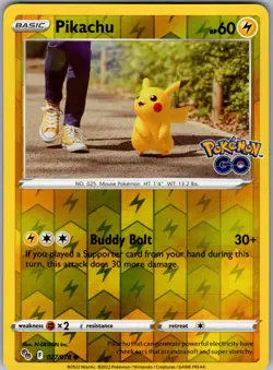 Pikachu 027/078 Common Pokemon GO Pokemon Reverse Holo Near Mint - Image 1