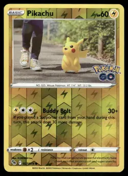 Pikachu 027/078 Common Pokemon GO Pokemon Reverse Holo Near Mint - Image 1
