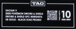 2020 Pokemon Sword & Shield UPC #076 Black Star Promo Zacian V Gold TAG 10 (972) - Image 3