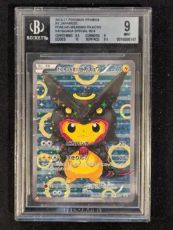 2013-17 Pokemon Promos XY Japanese Ponocho-Wearing Pikachu Rayquaza BGS 9 - Image 1