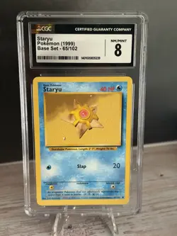 1999 Pokemon Base Set Unlimited Staryu 65/102 CGC 8 - Image 1