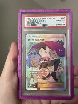 Pokemon TCG Jessie & James Trainer Full Art Card 68/68 PSA 10 Hidden Fates - Image 1