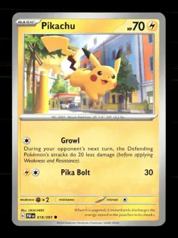 Pikachu 018/091 Paldean Fates NM/M Pokemon - Image 1