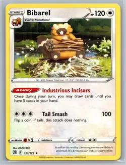 Bibarel 121/172 Holo Rare Brilliant Stars Pokemon Near Mint - Image 1