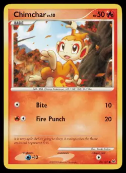 Chimchar 70/127 Common Platinum Pokemon Near Mint - Image 1