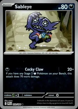 Sableye 059/094 Common Phantasmal Flames Pokemon Holo Near Mint - Image 1